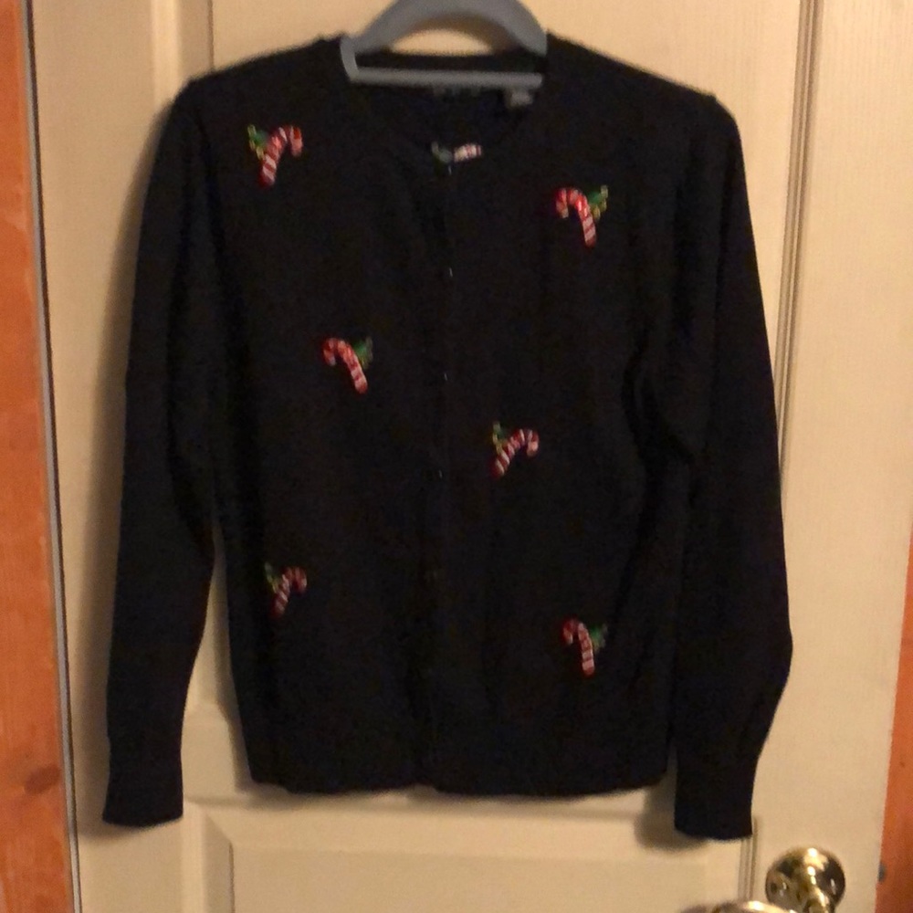 Crystal Kobe Christmas sweater with candy canes